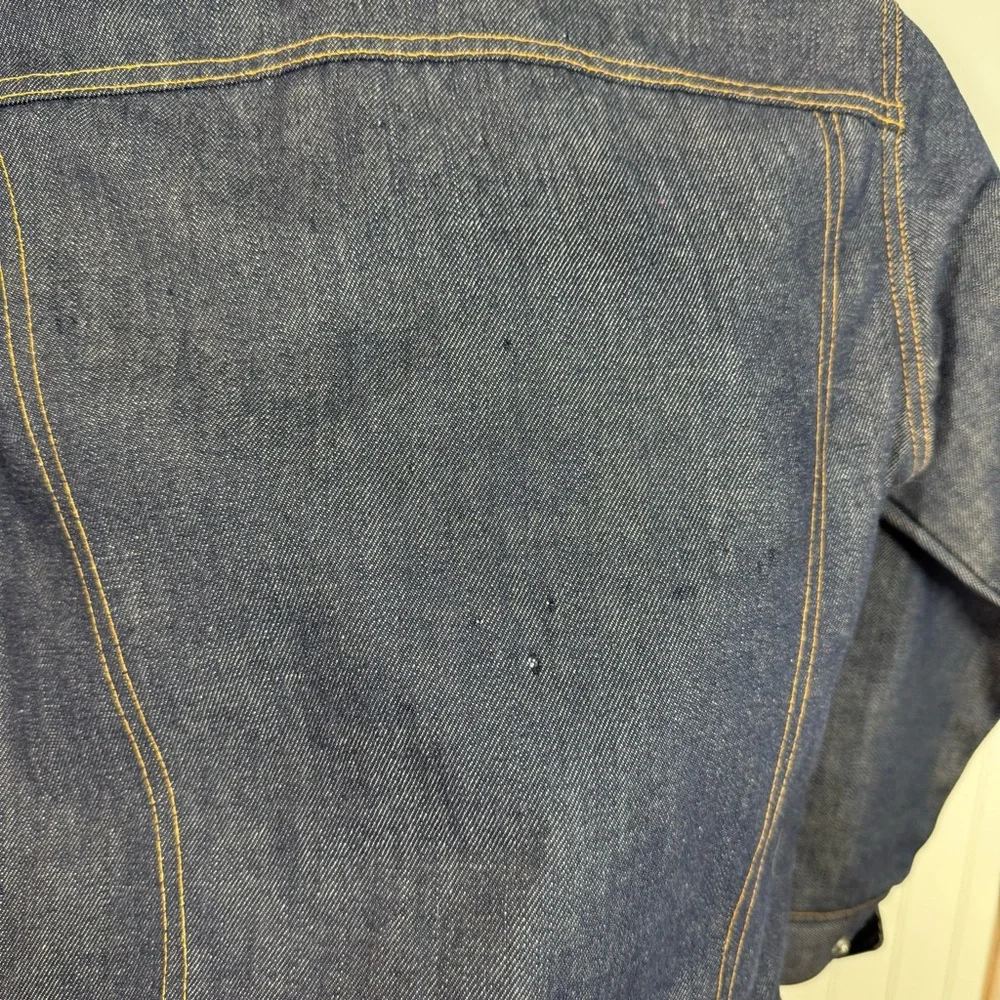 RARE VINTAGE Levis Big‎ E Orange Tab Denim Jean Jacket Dark Indigo Trucker 12 XS